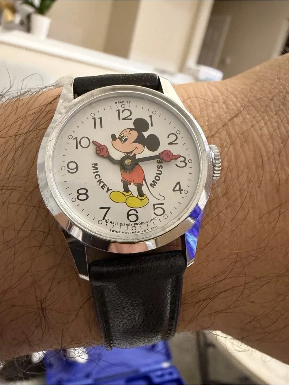 Vintage 1970s Bradley Mickey Mouse Mechanical Watch 015 Swiss Made Disney 30mm